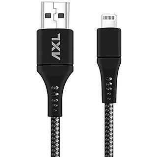 AXL CB-51 Lightning Round Braided Sync/Charging Cable for IOS with 3Amp Outputxe2x80x93 1 Meter (Black)