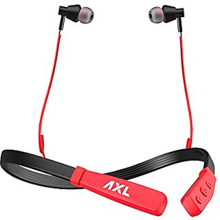AXL ABN07 Bluetooth Wireless In ear Earphone with Upto 22 Hour Playtime Adjustable Clip Passive Noise Cancellation Magnetic Earbuds Bluetooth V5.0 and with mic Flexible Neckband (Red)