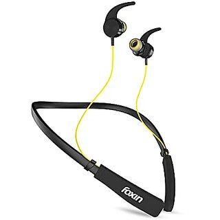                       Foxin FoxBeat 130 Wireless Neckband with Enhanced Bass Up to 22H Playback Memory Card Slot Magnetic Metal Ear Buds Sweat Proof Bluetooth v5.0 Voice Assistant Made in India (Blazzing Yellow)                                              