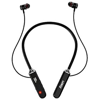                       Foxin FoxBeat 150 Wireless Bluetooth 5.0 Upto 25 Hours Working Time Digital Display Lightweight Ergonomic Neckband Voice Asistence IPX4 Sweat-Resistant Magnetic Earbuds (Shoot Black)                                              