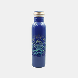                       Divian Mandala Blue Printed Copper Water Bottle                                              