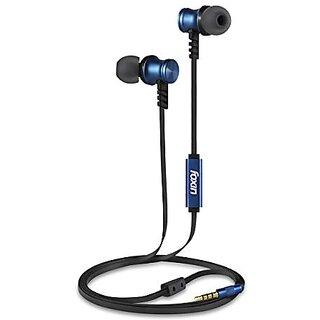 Foxin in-Ear Sweat-Proof Wired Earphones with 10mm Bigg Bass Driver in-line Mic Noise Cancelling Headset with 1.2m Tangle-Free Cable for iOS and Android Smartphones (M2-Black-Blue)