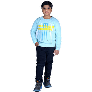                       Kid Kupboard Sweatshirt For Boy's (7-8 Years, Light Blue, Winter Wear)                                              