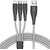AXL Nylon Braided 3 in 1 Multifunction Charging Cable for Android iOS and Type C Devices with 3A High Speed Charging xe2x80x93 1.2 Meter (Grey)