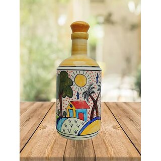                       Artfire Studio Yellow Hut Floral Art Ceramic Oil Dispenser 1000 Ml for Kitchen,Oil Bottle,Oil Sprayer,Vinegar Bottle                                              