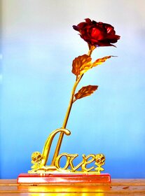 India gardening Artificial Red 24K Golden Rose Flowers