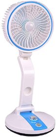 TE Powerful Rechargeable 1.5 Watts Foldable Table Fan with 21 SMD LED Light, Table Fan for Home, Table Fans
