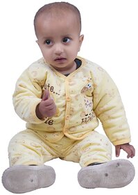 Kid Kupboard Cotton Full Sleeves Light Yellow Babysuit for Baby Boy's and Baby Girl's