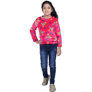                       Kid Kupboard Cotton Full Sleeves Pink Sweatshirt for Girl's                                              