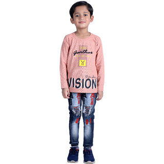                       Kid Kupboard Cotton Full Sleeves Light Pink Sweatshirt for Boy's                                              