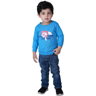                       Kid Kupboard Cotton Full-Sleeves Blue Sweatshirt for Baby Boy's                                              