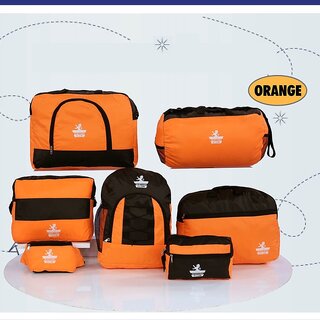                       Pack of 7 Travel Bags Combo - Orange                                              