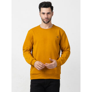                       Oakmans Men Regular Fit Solid Men's Sweatshirts Mustard Size M                                              