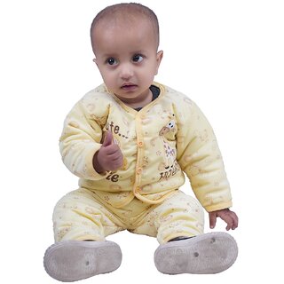                       Kid Kupboard Cotton Full Sleeves Light Yellow Babysuit for Baby Boy's and Baby Girl's                                              