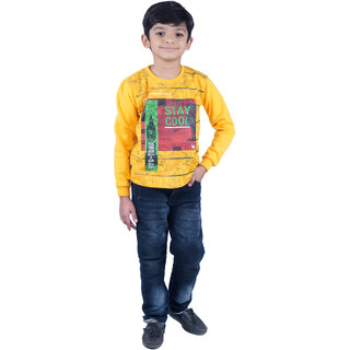                      Kid Kupboard Cotton Full Sleeves Yellow Sweatshirt for Boy's                                              