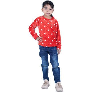                       Kid Kupboard Cotton Full Sleeves Light Red Sweatshirt for Girl's                                              
