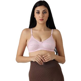                       Loving Care  Women Printed  Medium  Coverage Non Padded  Bra (Pink)                                              