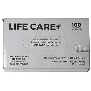 Life Care+ Latex Examination Gloves ( Large , Pack Of 100 ) Life Care+ Latex Examination Gloves ( Large , Pack Of 100 )