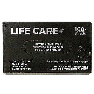 Life Care+ Black Nitrile Examination Gloves (Small ,Pack Of 100 ) Life Care+ Black Nitrile Examination Gloves (Small ,Pack Of 100 )