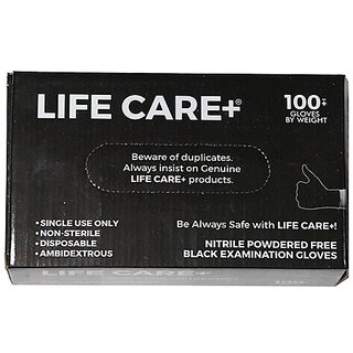 Life Care+ Black Nitrile Examination Gloves ( Large ,Pack Of 100 ) Life Care+ Black Nitrile Examination Gloves ( Large ,Pack Of 100 )