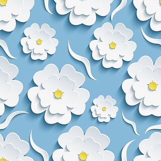                       Home Berry BLUE BACK GROUND WITH WHITE FLOWER Wallpaper (300cm X 40cm)                                              