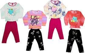 Baby Girls Top Pyjama Set(Pack of 4)