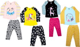 Baby Girls Printed Top and Pyjama Set(Pack of 4)