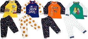 Baby Boys Multi Printed T-shirt and Pyjama Set(Pack of 4)