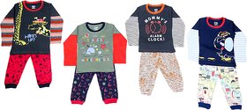 Baby Boys Assorted Printed T-shirt and Pyjama Set(Pack of 4)