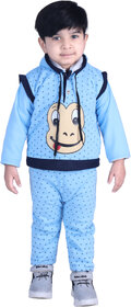 Kid Kupboard Cotton Full Sleeves Blue Sweatshirt and Track Pant for Baby Boy's