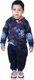 Kid Kupboard Cotton Full Sleeves Dark Blue Sweatshirt for Baby Girl's