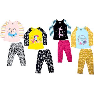                       Baby Girls Printed Top and Pyjama Set(Pack of 4)                                              