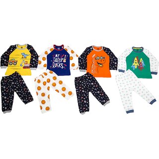 Baby Boys Multi Printed T-shirt and Pyjama Set(Pack of 4)
