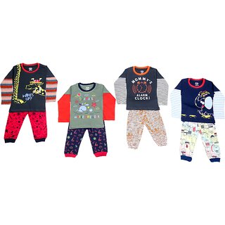 Baby Boys Assorted Printed T-shirt and Pyjama Set(Pack of 4)