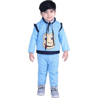                       Kid Kupboard Cotton Full Sleeves Blue Sweatshirt and Track Pant for Baby Boy's                                              
