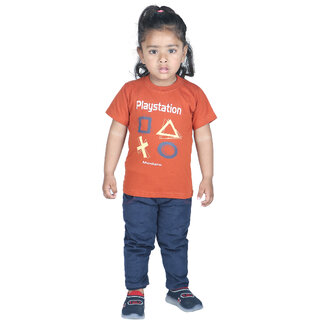                      Kid Kupboard Cotton Half Sleeves Orange T-Shirt for Baby Boy's                                              