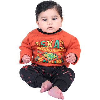 Kid Kupboard Cotton Full Sleeves Orange Sweatshirt for Baby Girl's