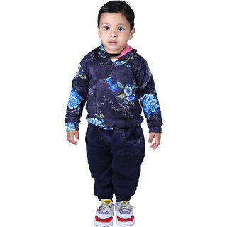                       Kid Kupboard Cotton Full Sleeves Dark Blue Sweatshirt for Baby Girl's                                              