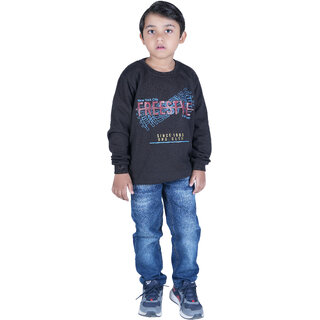                       Kid Kupboard Cotton Full Sleeves Black Sweatshirt for Baby Boy's                                              