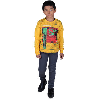                      Kid Kupboard Cotton Full Sleeves Yellow Sweatshirt for Boy's                                              