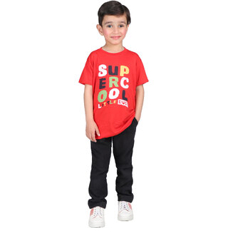                       Kid Kupboard Cotton Half Sleeves Red T-Shirt for Boy's                                              