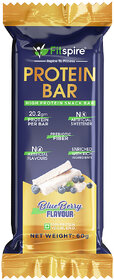 Fitspire Protein Bar with 20.5 gm Whey Blend Protein (Blueberry Flavor, 60gm)  Snack Bar for Energy, Hunger Satisfactio
