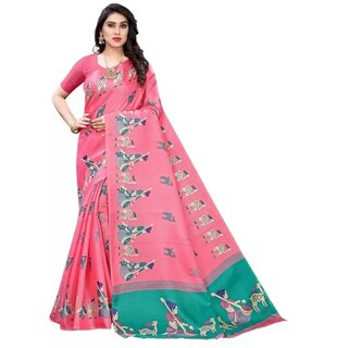                       SVB Sarees Pink Colour Khadi Silk Saree With Blouse                                              