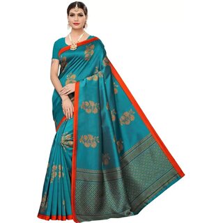                       SVB Sarees Green Colour Art Silk Saree With Blouse                                              