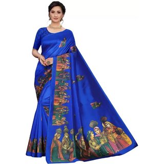                       SVB Sarees Blue Colour Khadi Silk Saree With Blouse                                              