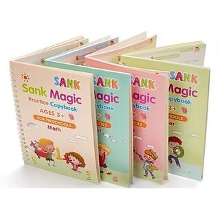                       Sank (4 Book + 10 Refill) Number Tracing Book for Preschoolers with Pen, Magic Calligraphy Copybook                                              
