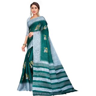                       SVB Sarees Dark Green Colour Printed Saree                                              