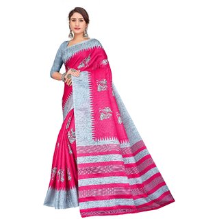                       SVB Sarees Pink Colour Khadi Printed Saree                                              