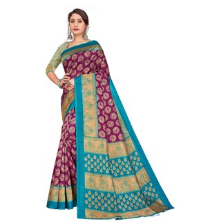                      SVB Sarees Purple Colour Art Silk Saree With Blouse                                              