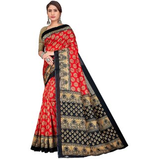                       SVB Sarees Orange Colour Art Silk Saree With Blouse                                              